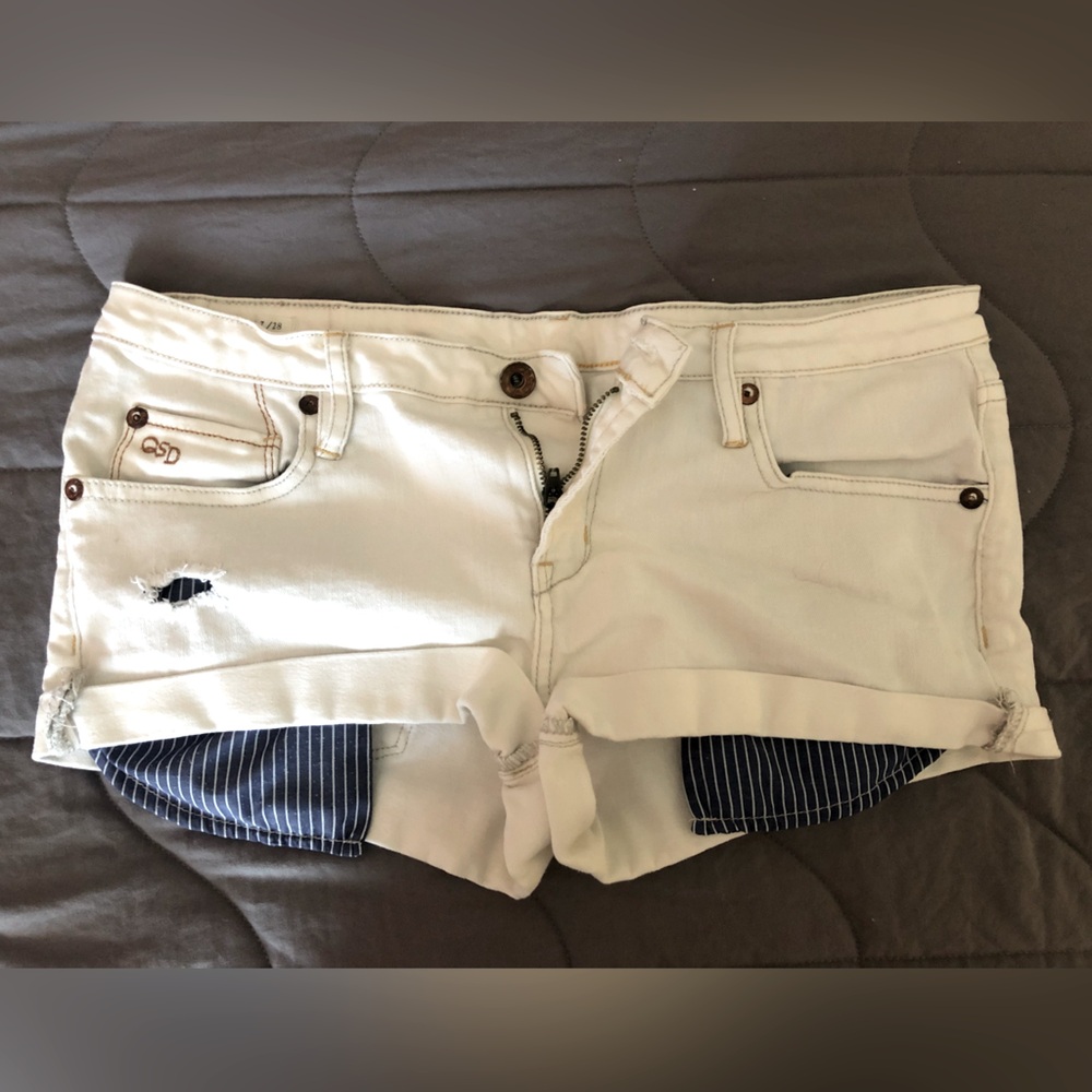 quiksilver white jean shorts